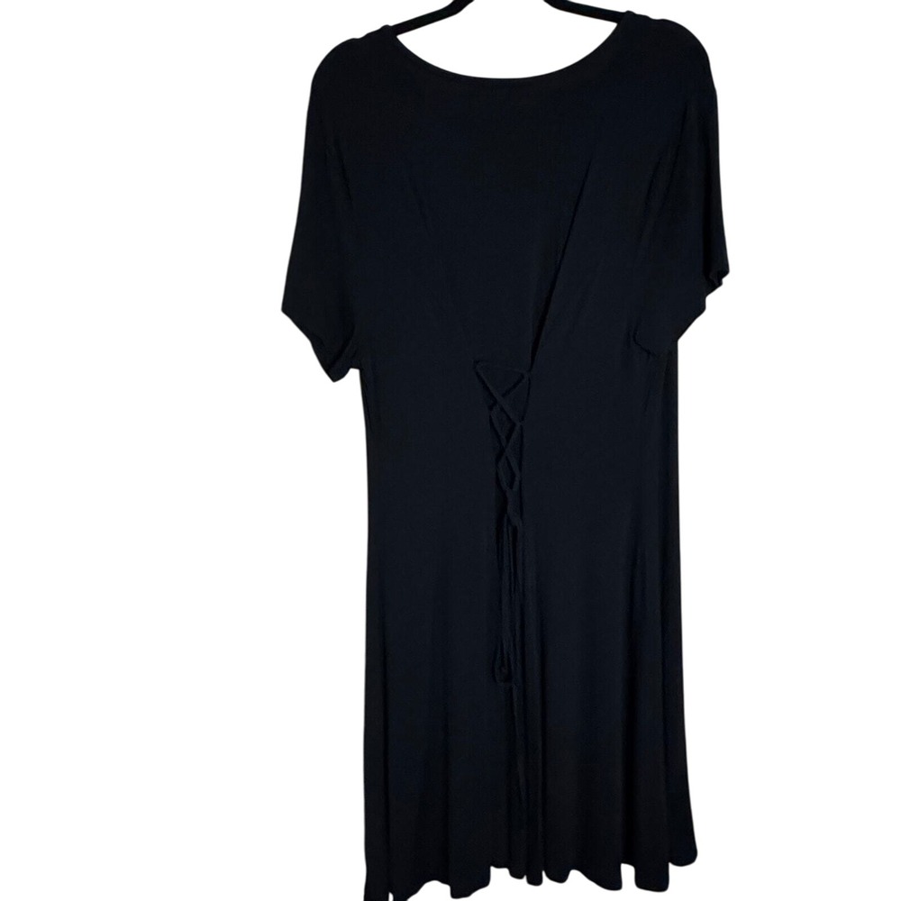 Forever 21 T-Shirt Dress Women 3X Black Lace Up Goth Flowy 90s Midi Witchy Plus - Picture 4 of 8